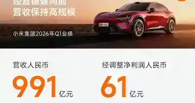 【小米集团2026年Q1业绩公布：营收991亿元，全球月活超7.46亿】